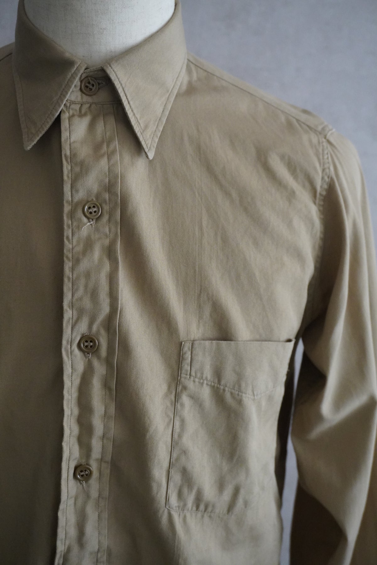 50s U.S.ARMY Cotton Poplin Stand Up Collar Shirt