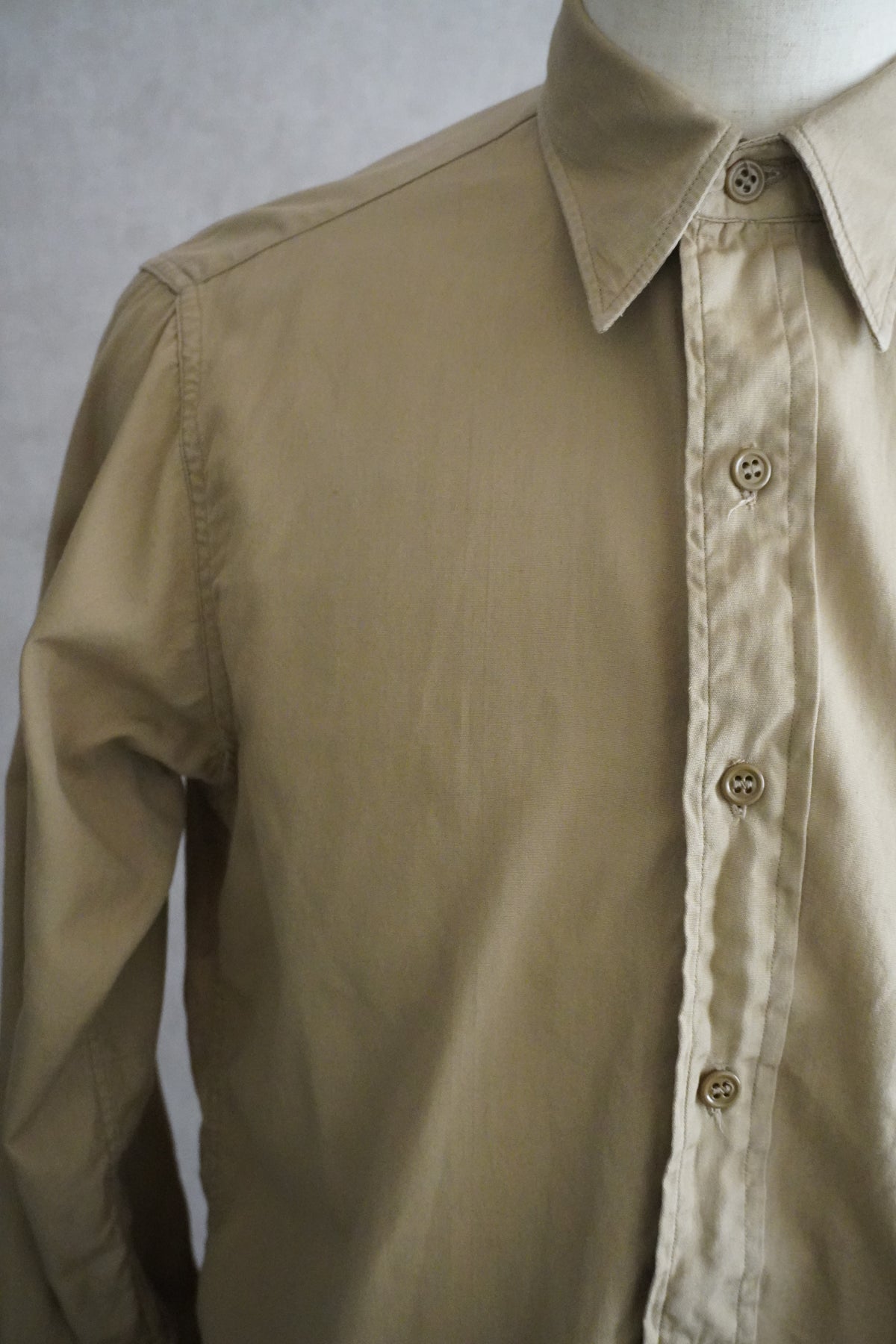 50s U.S.ARMY Cotton Poplin Stand Up Collar Shirt