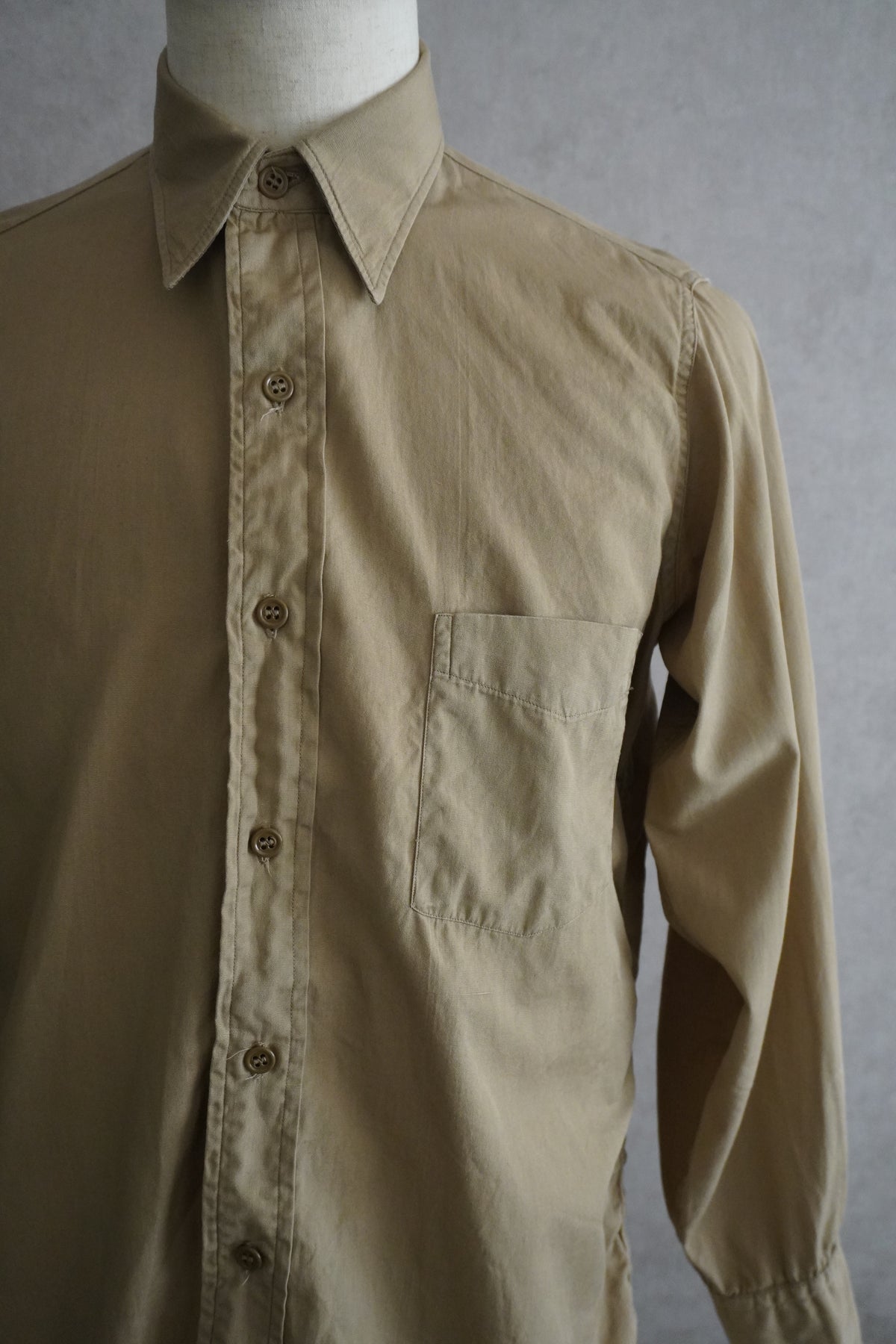 50s U.S.ARMY Cotton Poplin Stand Up Collar Shirt