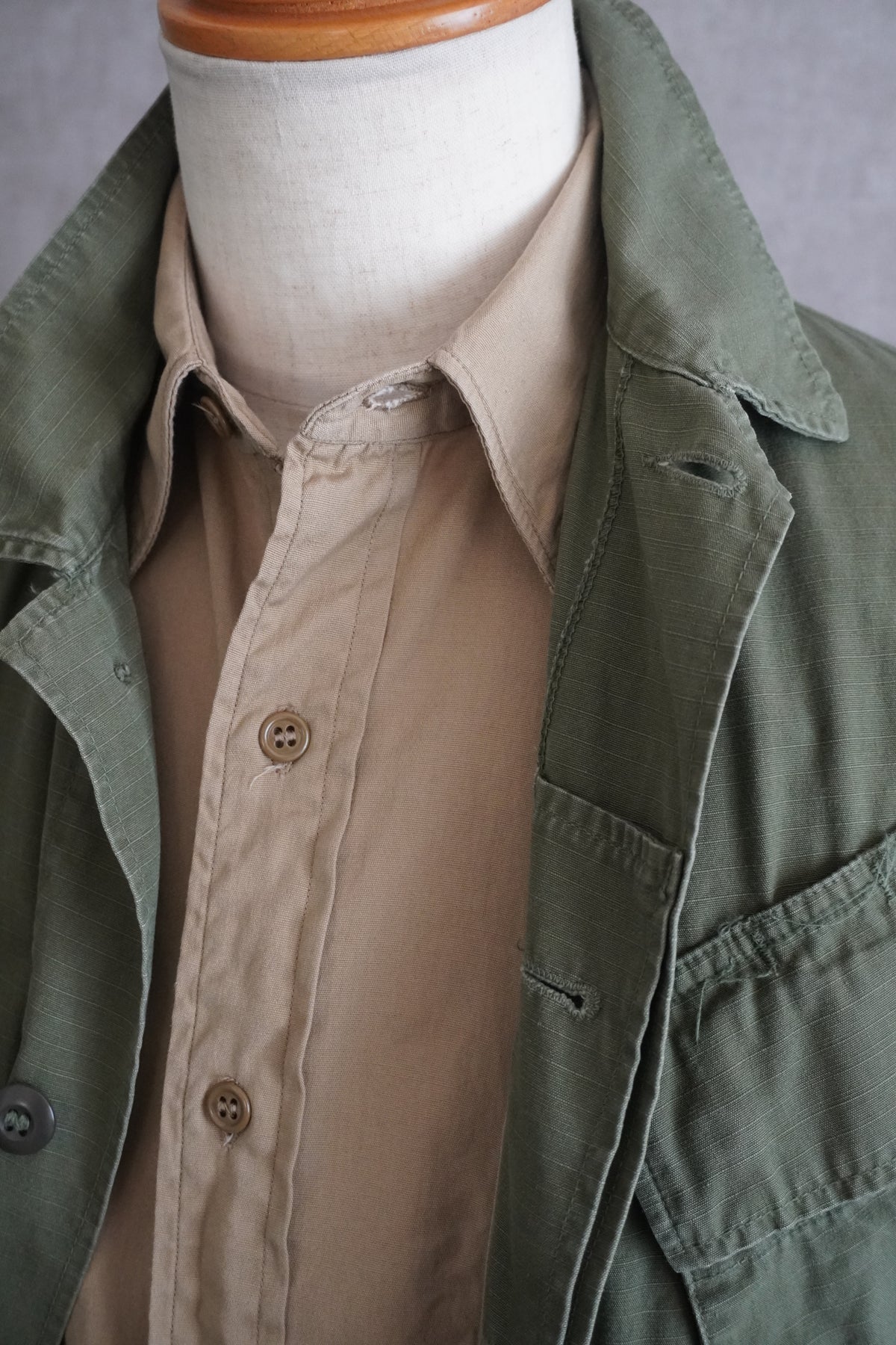 50s U.S.ARMY Cotton Poplin Stand Up Collar Shirt