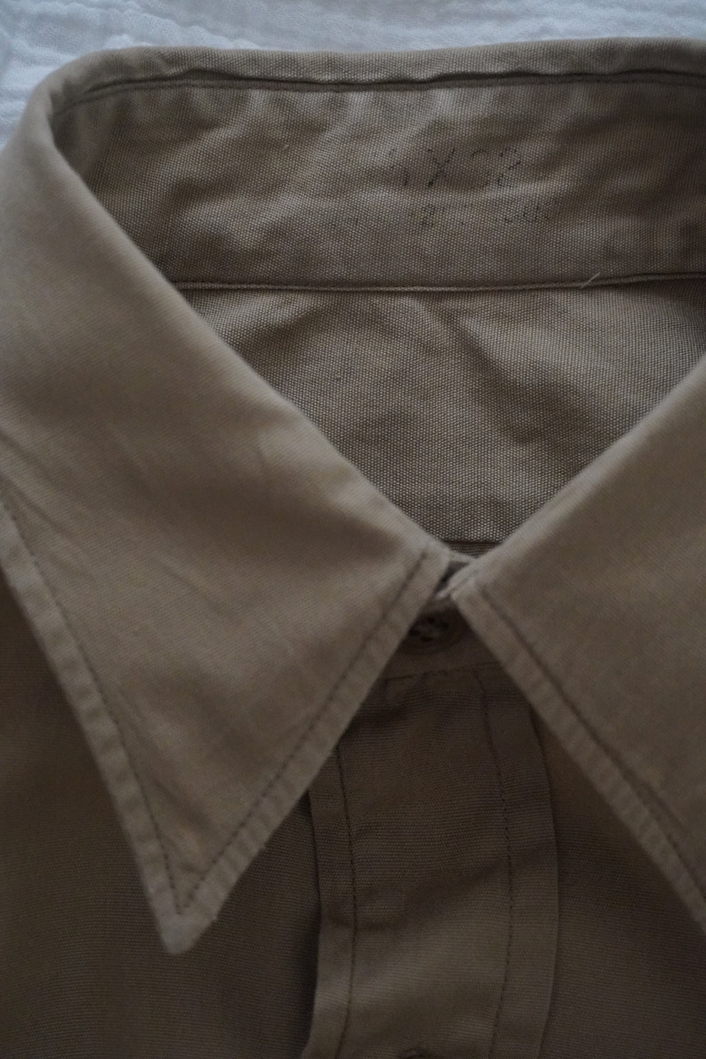 1950s U.S.ARMY Cotton Poplin Stand Up Collar Shirt