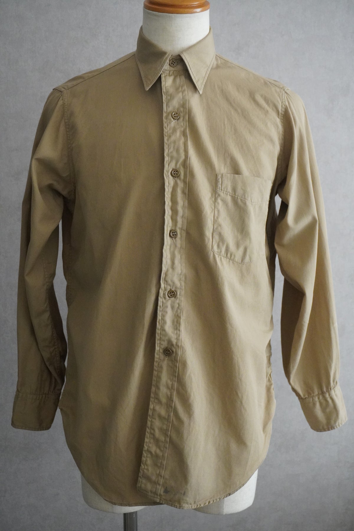 1950s U.S.ARMY Cotton Poplin Stand Up Collar Shirt