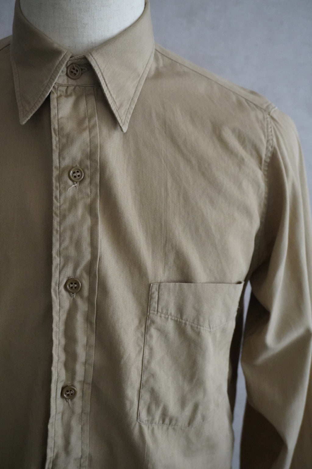 1950s U.S.ARMY Cotton Poplin Stand Up Collar Shirt