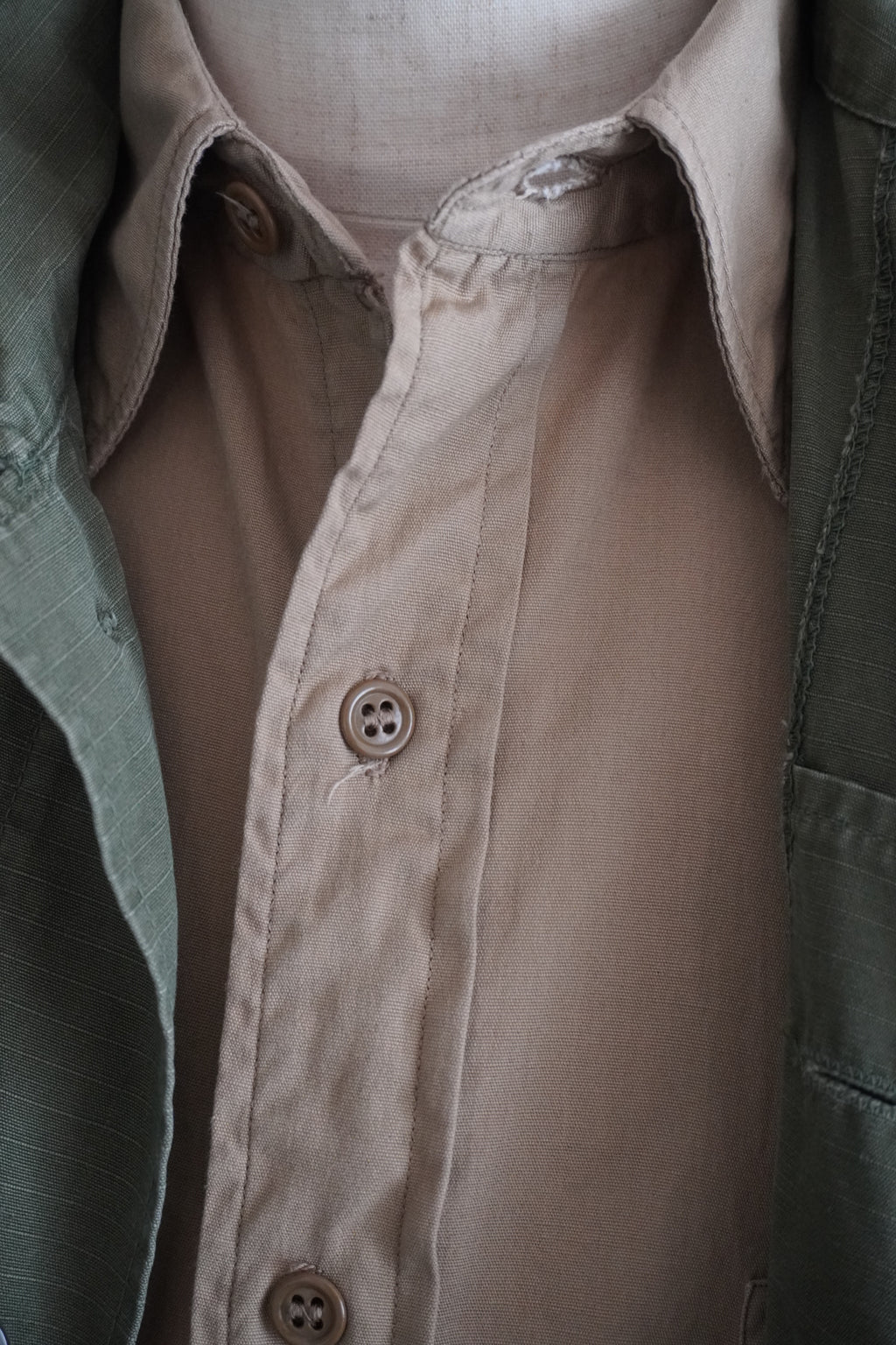 1950s U.S.ARMY Cotton Poplin Stand Up Collar Shirt