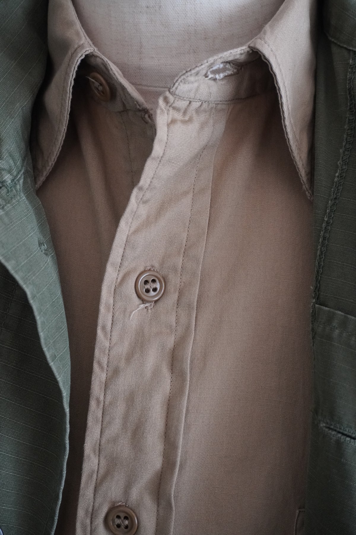 1950s U.S.ARMY Cotton Poplin Stand Up Collar Shirt