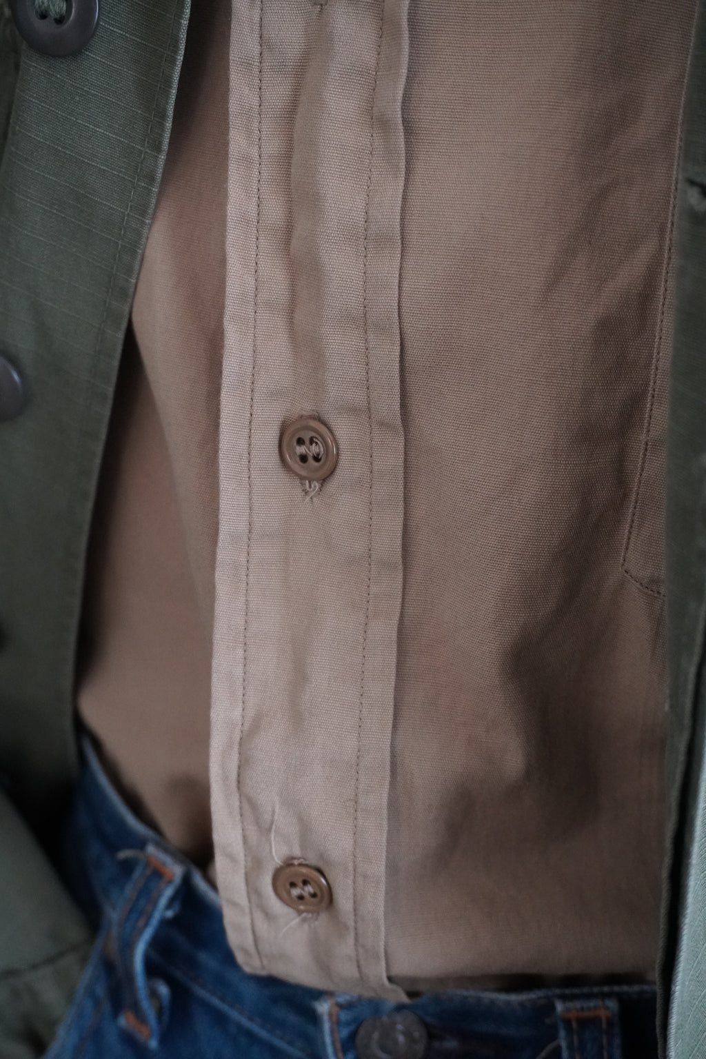 1950s U.S.ARMY Cotton Poplin Stand Up Collar Shirt