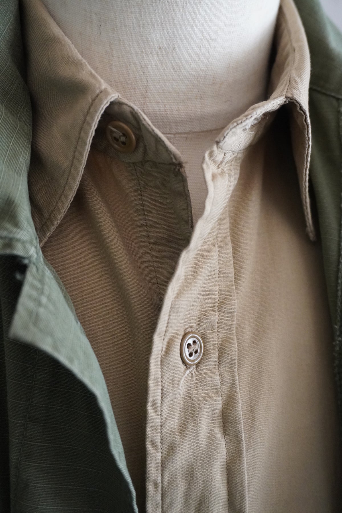 1950s U.S.ARMY Cotton Poplin Stand Up Collar Shirt