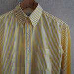 YELLOW WHITE BUTCHER STRIPE BROADCLOTH DRESS SHIRT