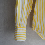 YELLOW WHITE BUTCHER STRIPE BROADCLOTH DRESS SHIRT