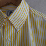 YELLOW WHITE BUTCHER STRIPE BROADCLOTH DRESS SHIRT