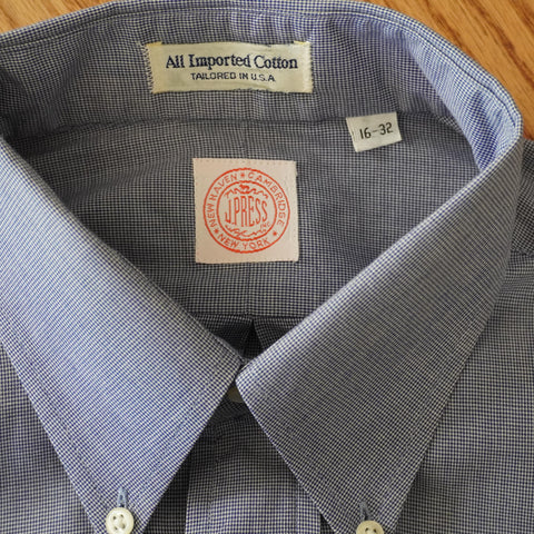 90s BLUE CHECK BROADCLOTH DRESS SHIRT