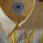 YELLOW WHITE BUTCHER STRIPE BROADCLOTH DRESS SHIRT